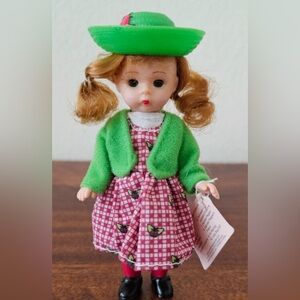 2003 vintage Green and Pink Doll with Checkered Dress